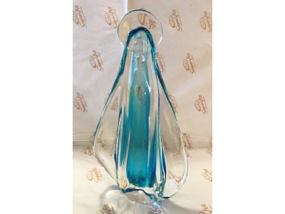  Santa em Cristal Murano Azul 35cm  - São Marcos